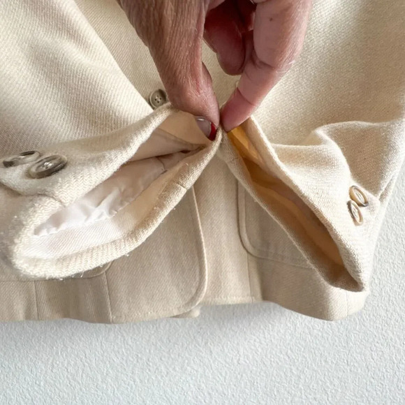 Vintage Made In Japan Ivory Cream Wool Blend Blazer marked 9/10 fits S/M - Picture 9 of 12